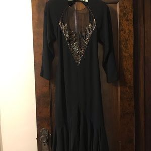 Black evening wear dress.